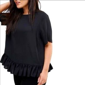 ASOS curve blouse top ruffle hem short sleeve 16